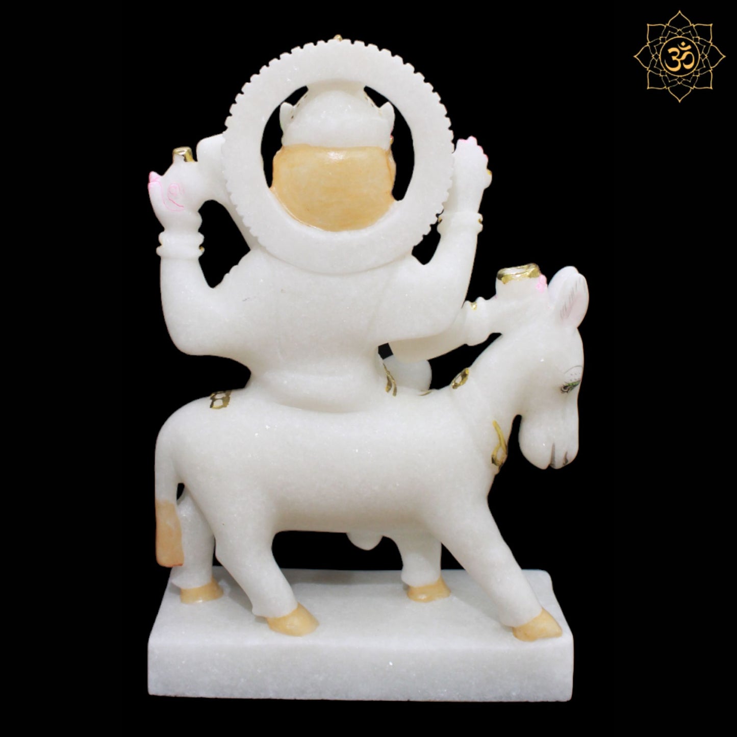 Sheetala Mata Marble Murti sitting on the Animal in Makrana Marble