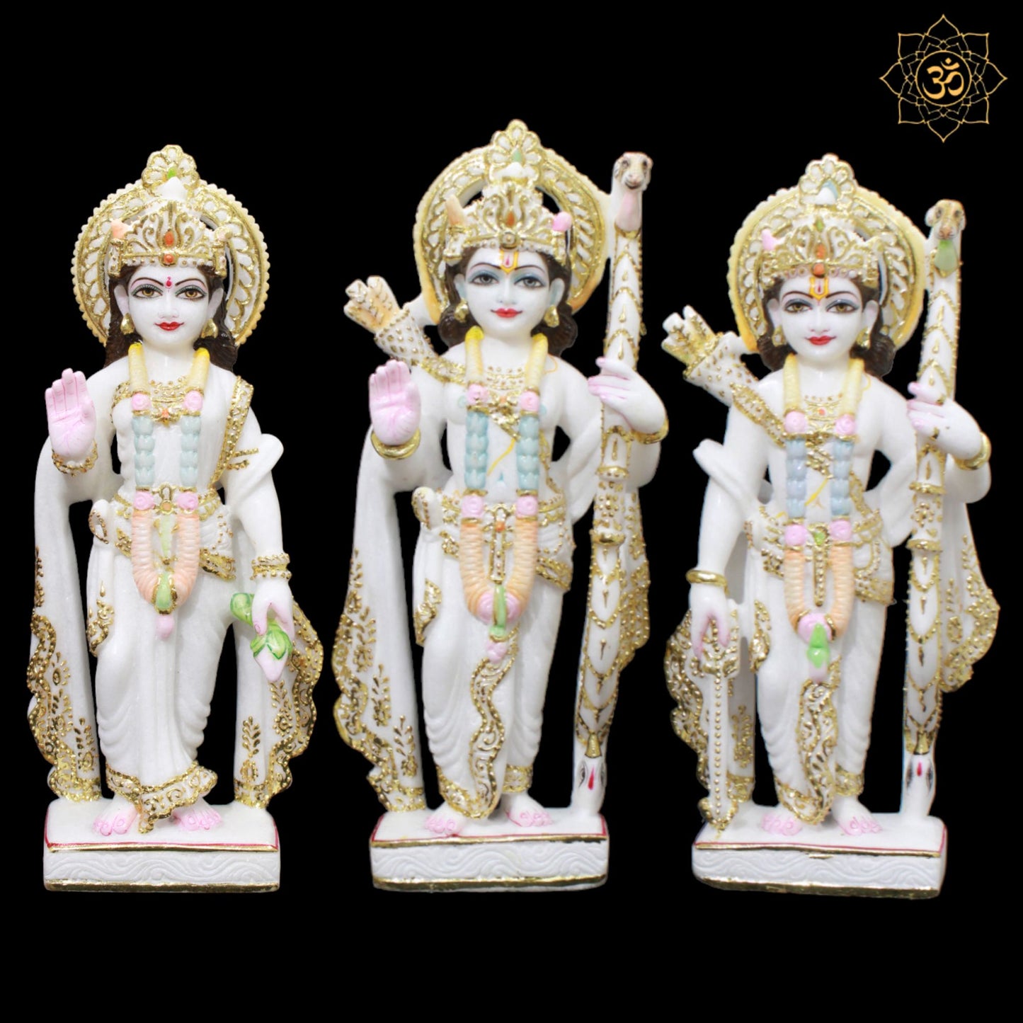 White Marble Ram Darbar Murti in 15inches in Amboze for Homes and Temples
