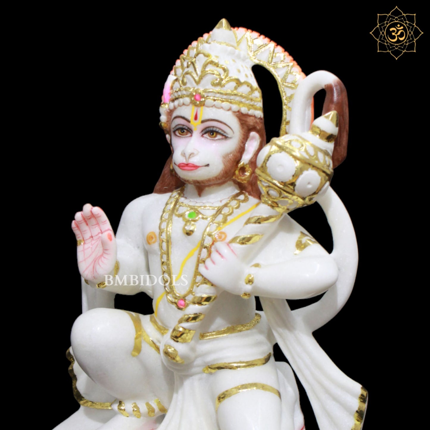 1Feet Marble Hanuman Murti for Homes and Temples in Makrana Marble