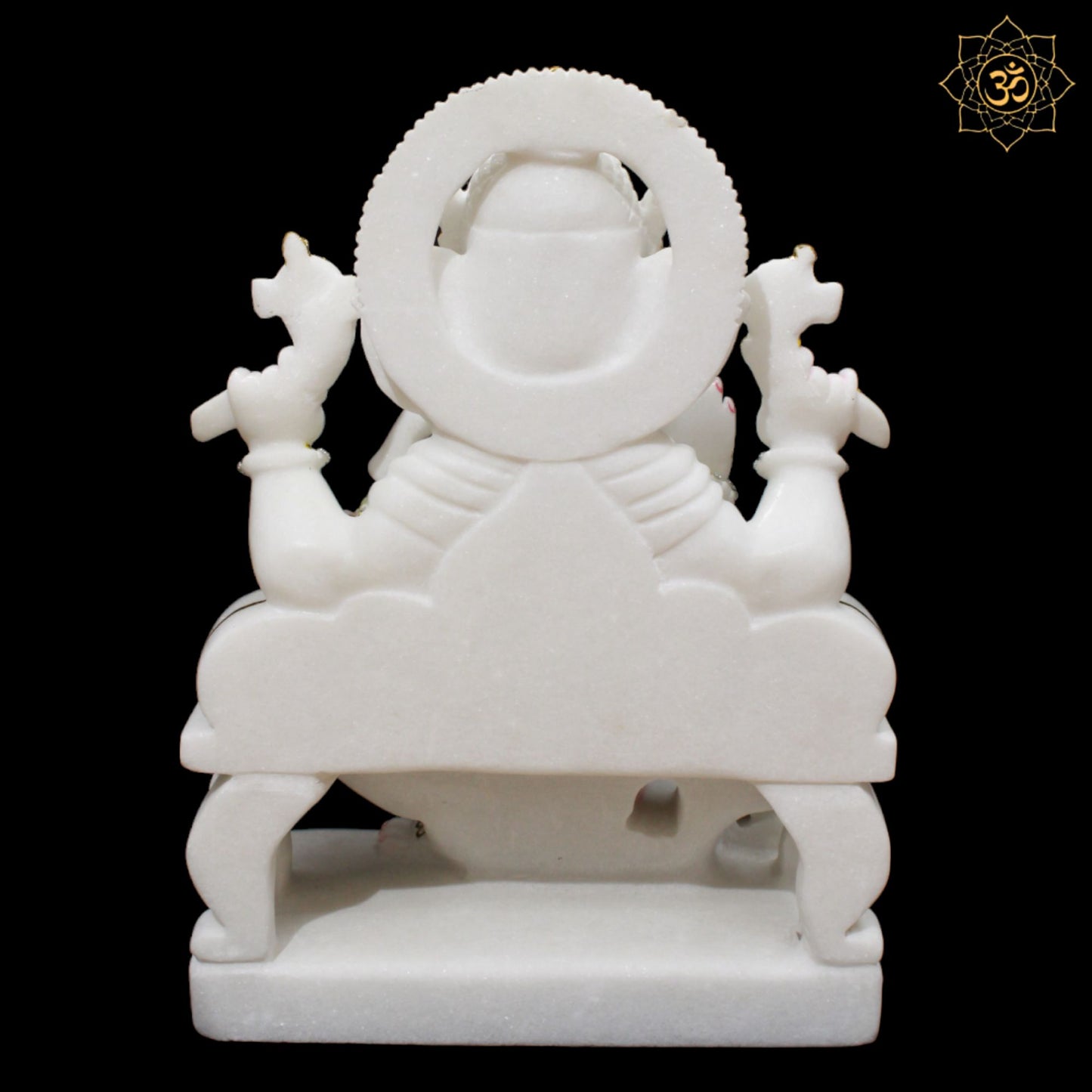 Chowki Marble Ganesh Murti made in pure white Marble for Homes and Temples