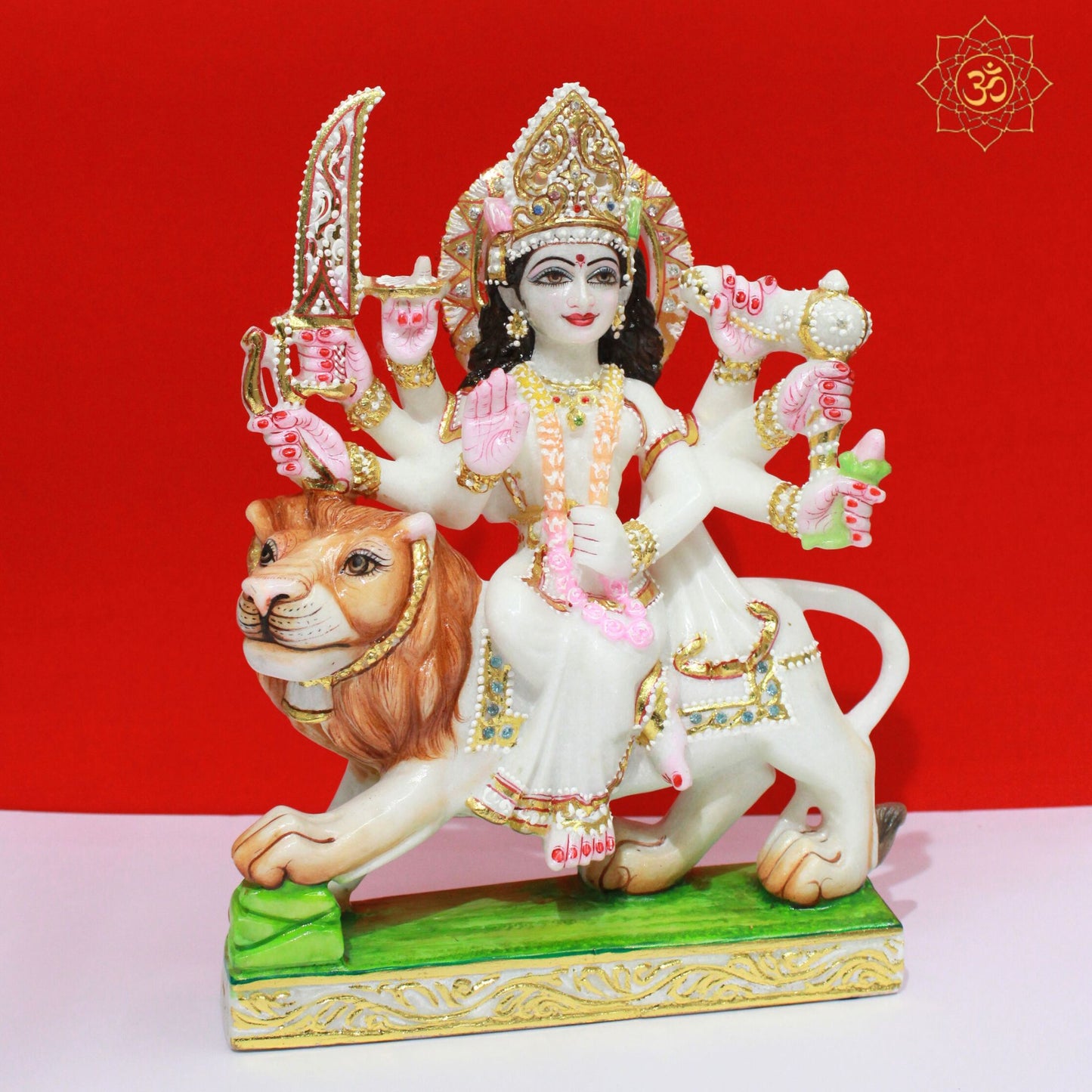 White Marble Durga Murti for Homes and Temples in 12inch