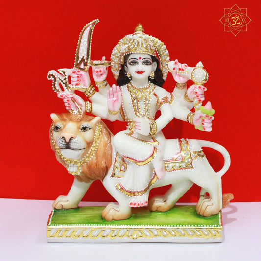 Small Durga maa Marble Murti for Homes and Temples in 9inches