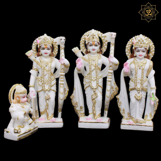 White Makrana Marble Ram Darbar Murti for Homes and Temples in 1feet