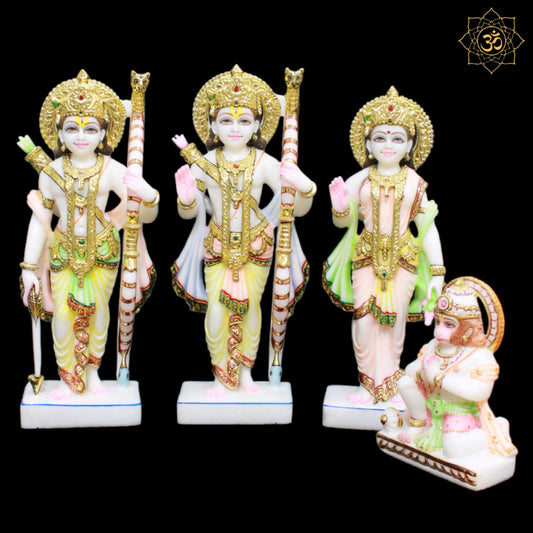 Ram Darbar Marble Murti made in Makrana Marble in Full Colour in 15inches