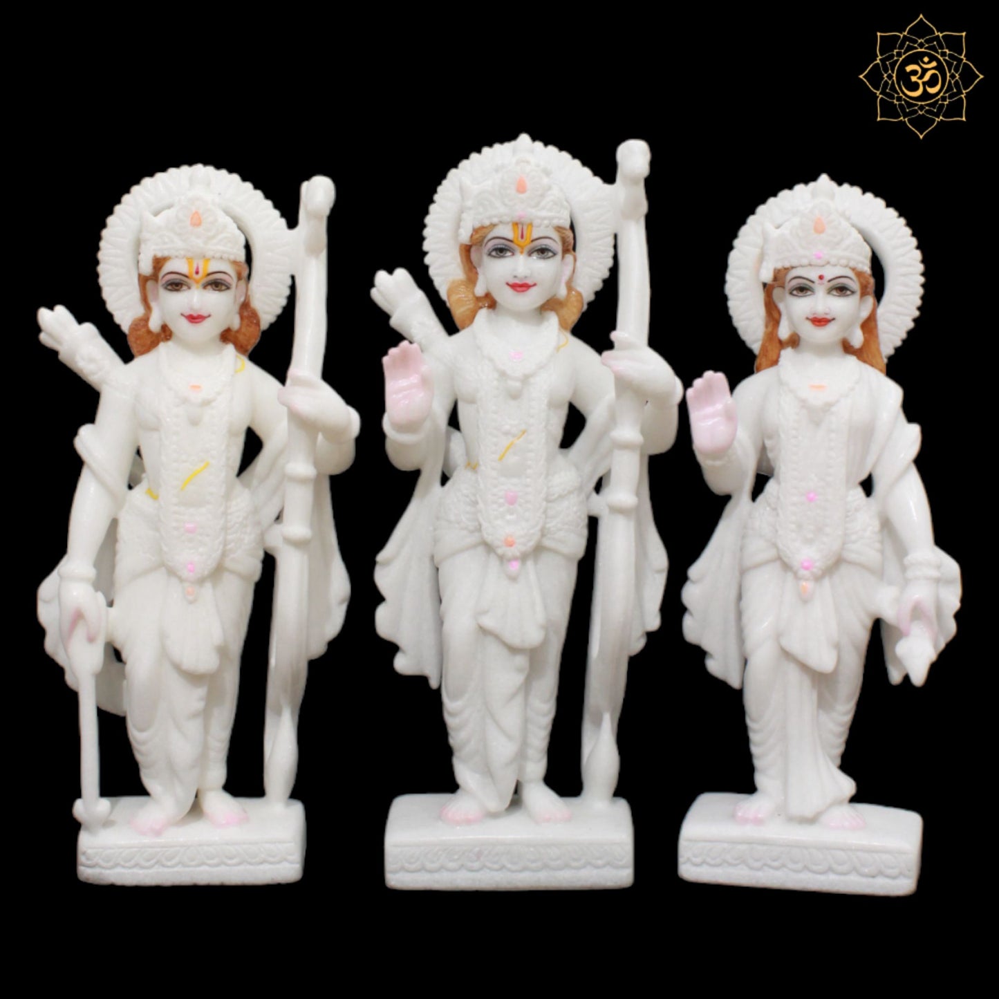 White Marble Ram Darbar Murti in 15inches for Homes and Temples