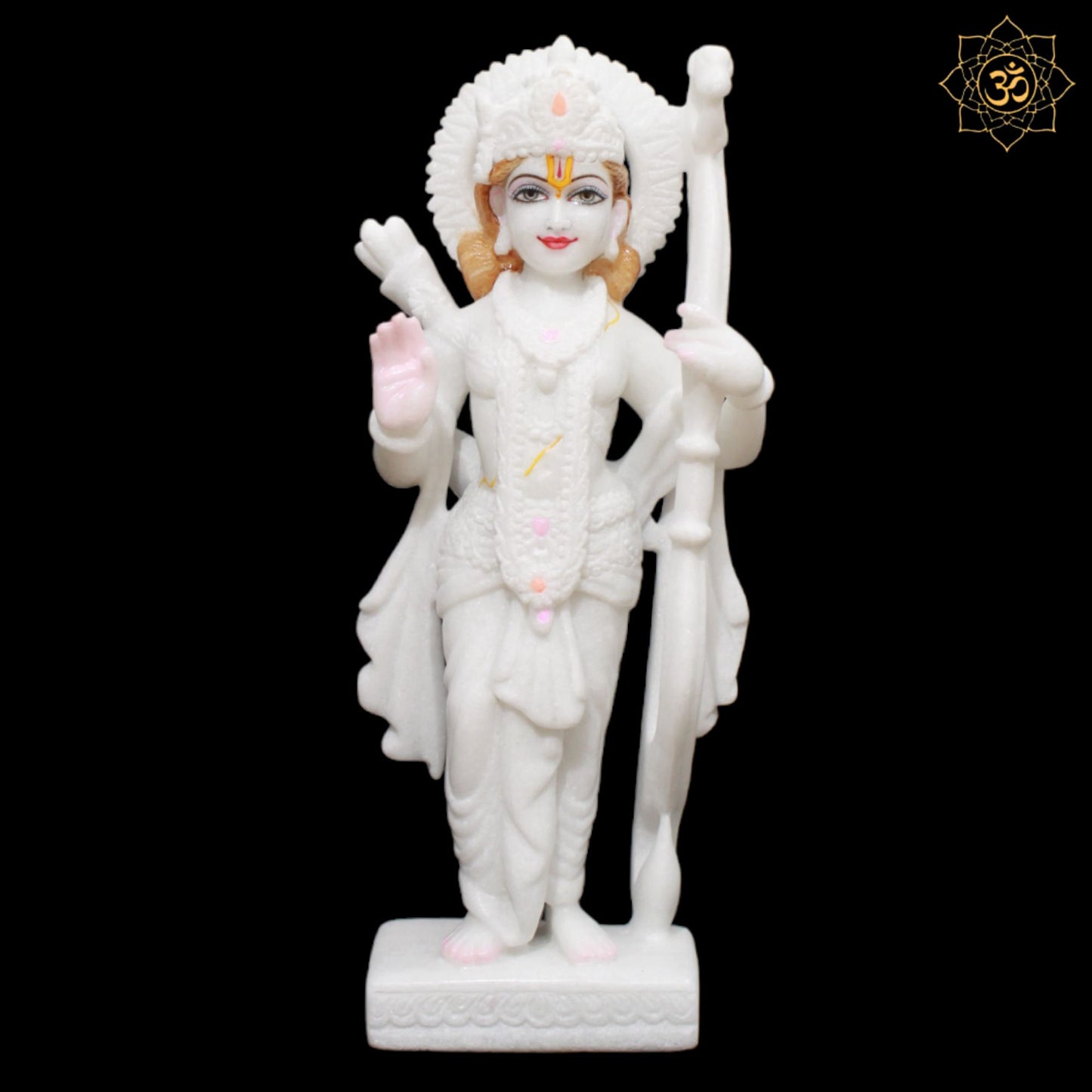 White Marble Ram Darbar Murti in 15inches for Homes and Temples