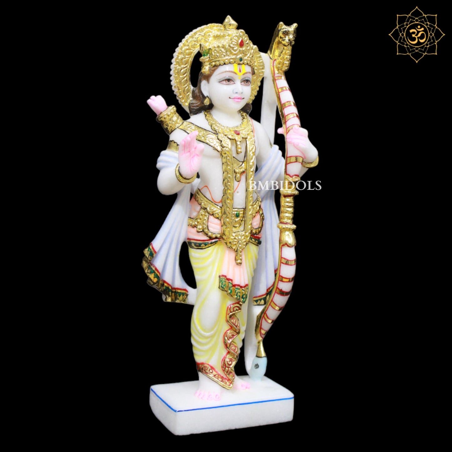 Ram Darbar Marble Murti made in Makrana Marble in Full Colour in 15inches