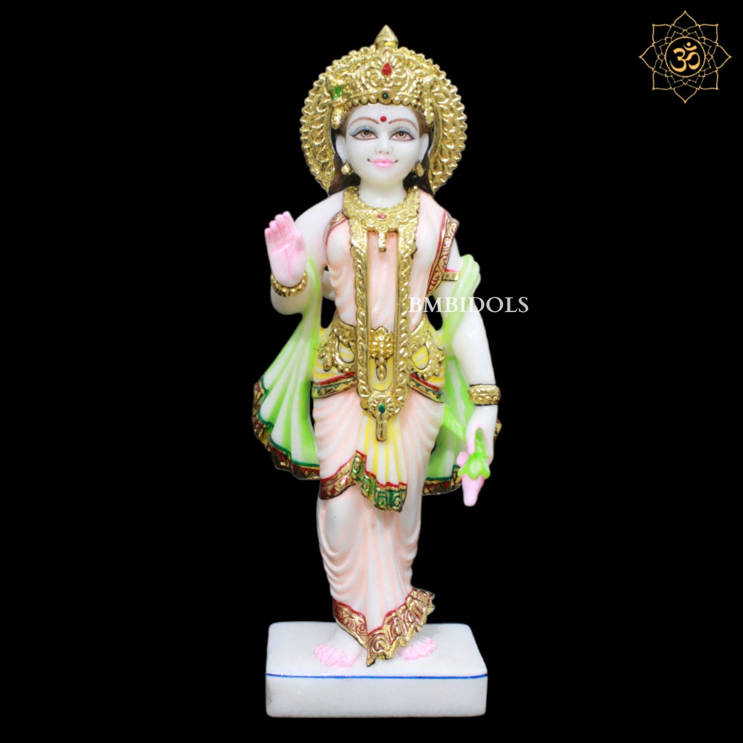 Ram Darbar Marble Murti made in Makrana Marble in Full Colour in 15inches