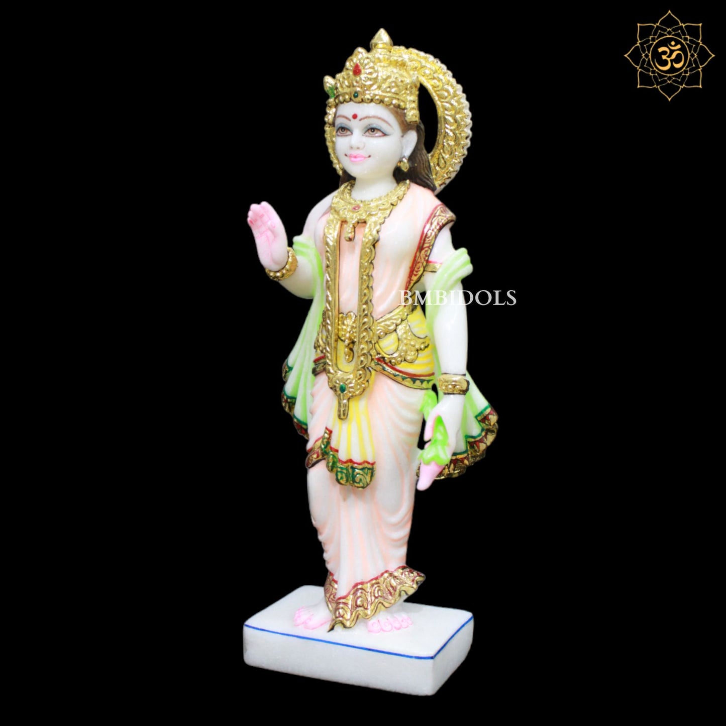 Ram Darbar Marble Murti made in Makrana Marble in Full Colour in 15inches