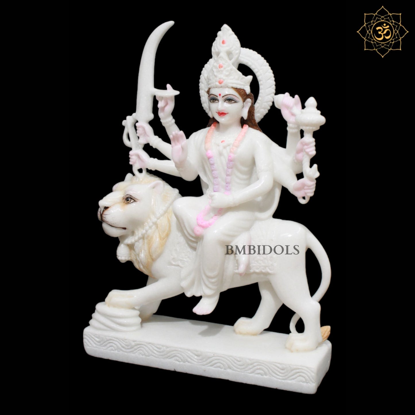 White Durga Marble Murti for Homes and Temples in 18inches