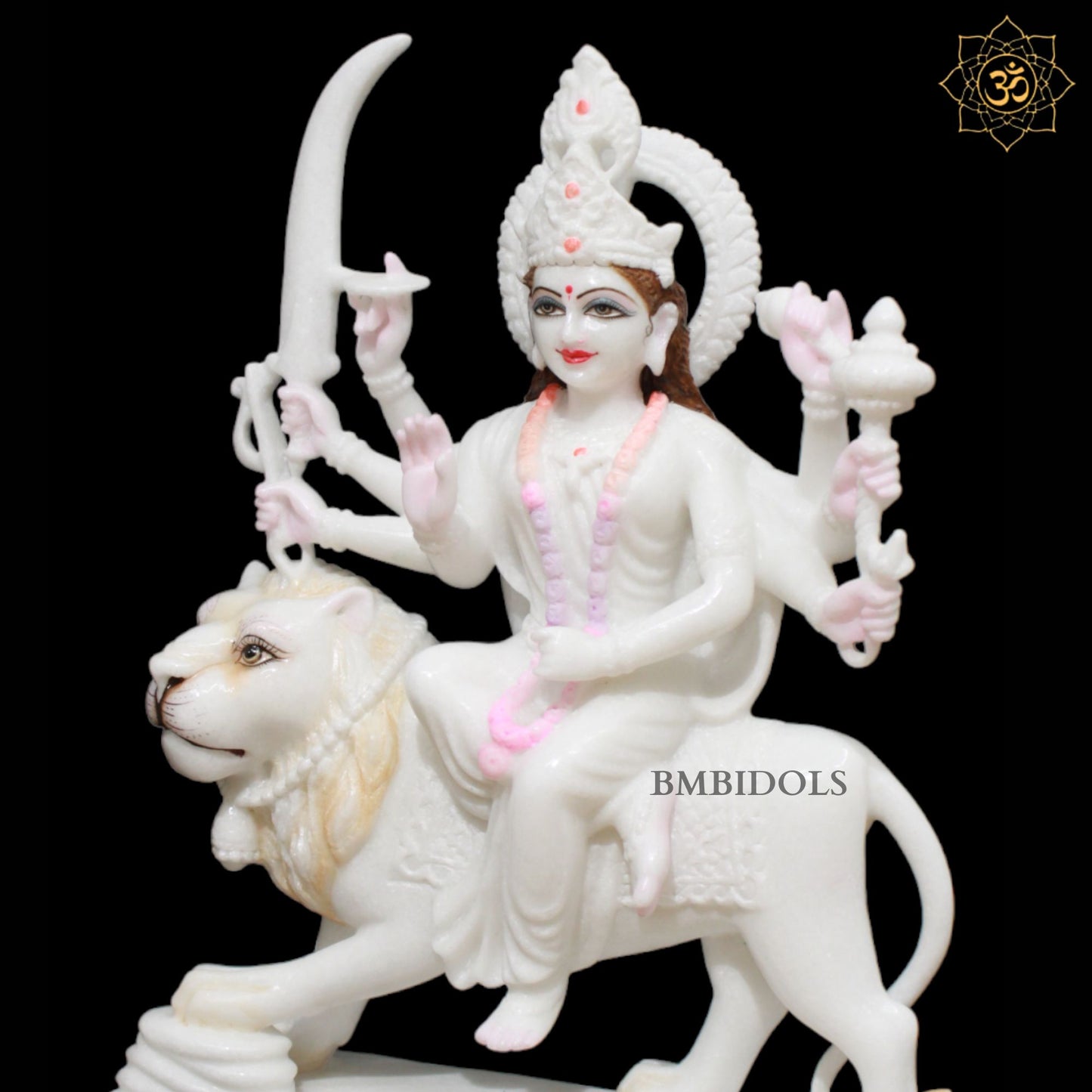White Durga Marble Murti for Homes and Temples in 18inches