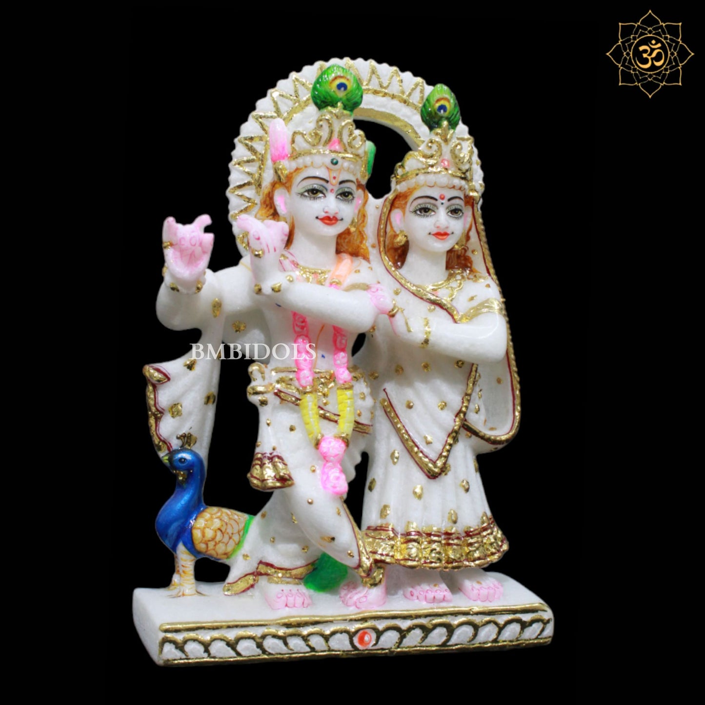 Jugal Radha Krishna Marble Statue for Homes and Temples in 9inches