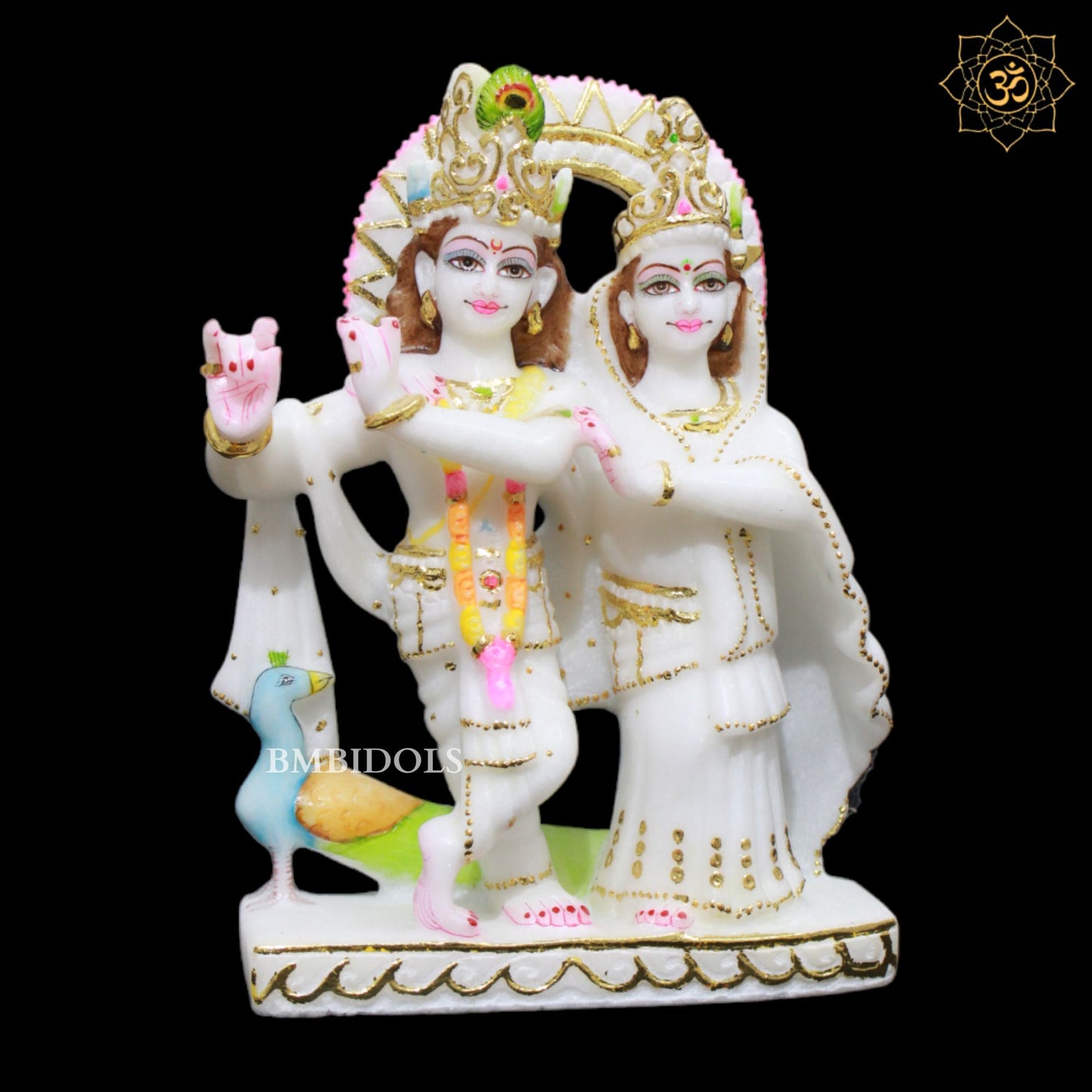 Jugal Radha Krishna Marble Murti in 9inches for Homes and Temples