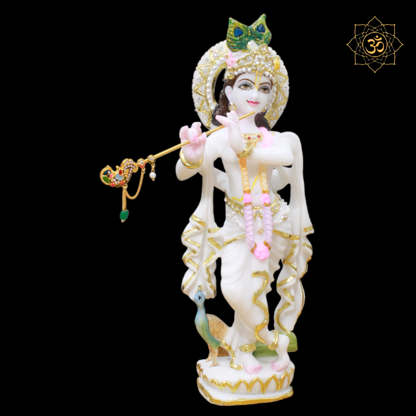 Marble Krishna Murti designed in 15inches for Home Temples