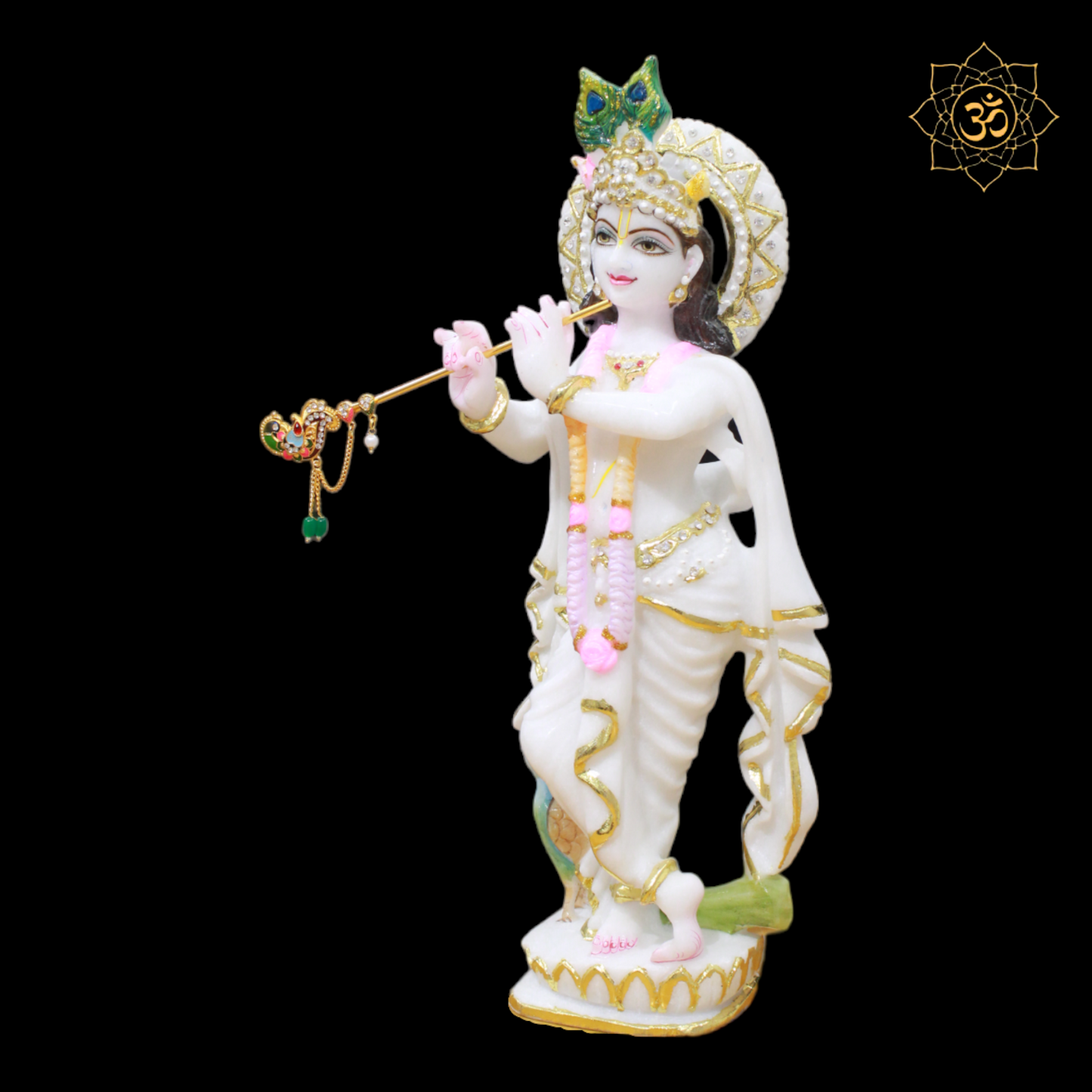 Marble Krishna Murti designed in 15inches for Home Temples