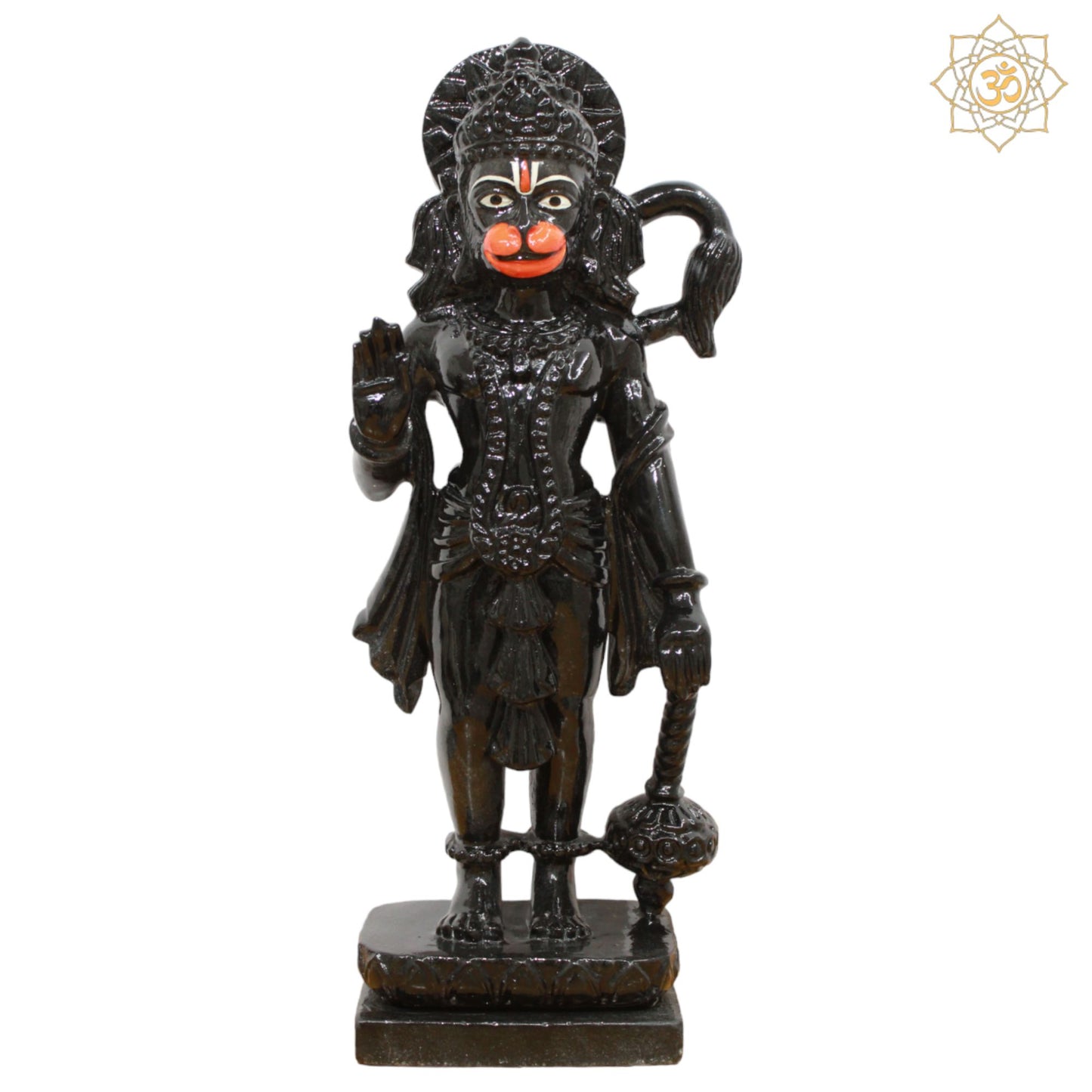 Black Stone Ashirwad Hanuman Murti for Homes and Temples