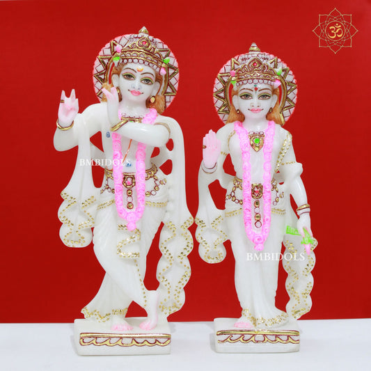 Double Feather Marble Radha Krishna Murti made in 12inch