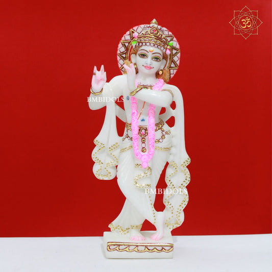 Double Feather Marble Radha Krishna Murti made in 12inch