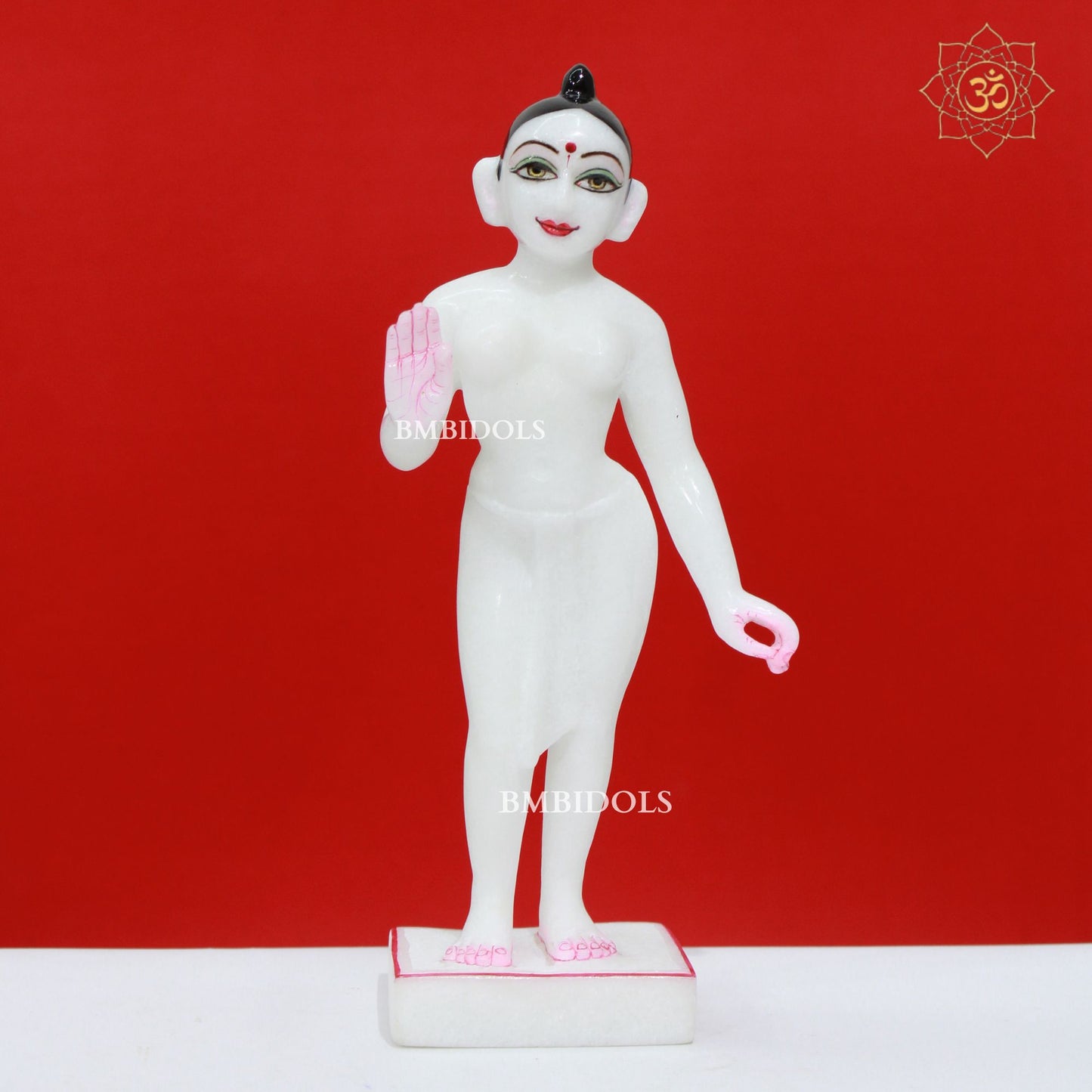White Iskcon Radha Krishna Marble Murti in 12inches