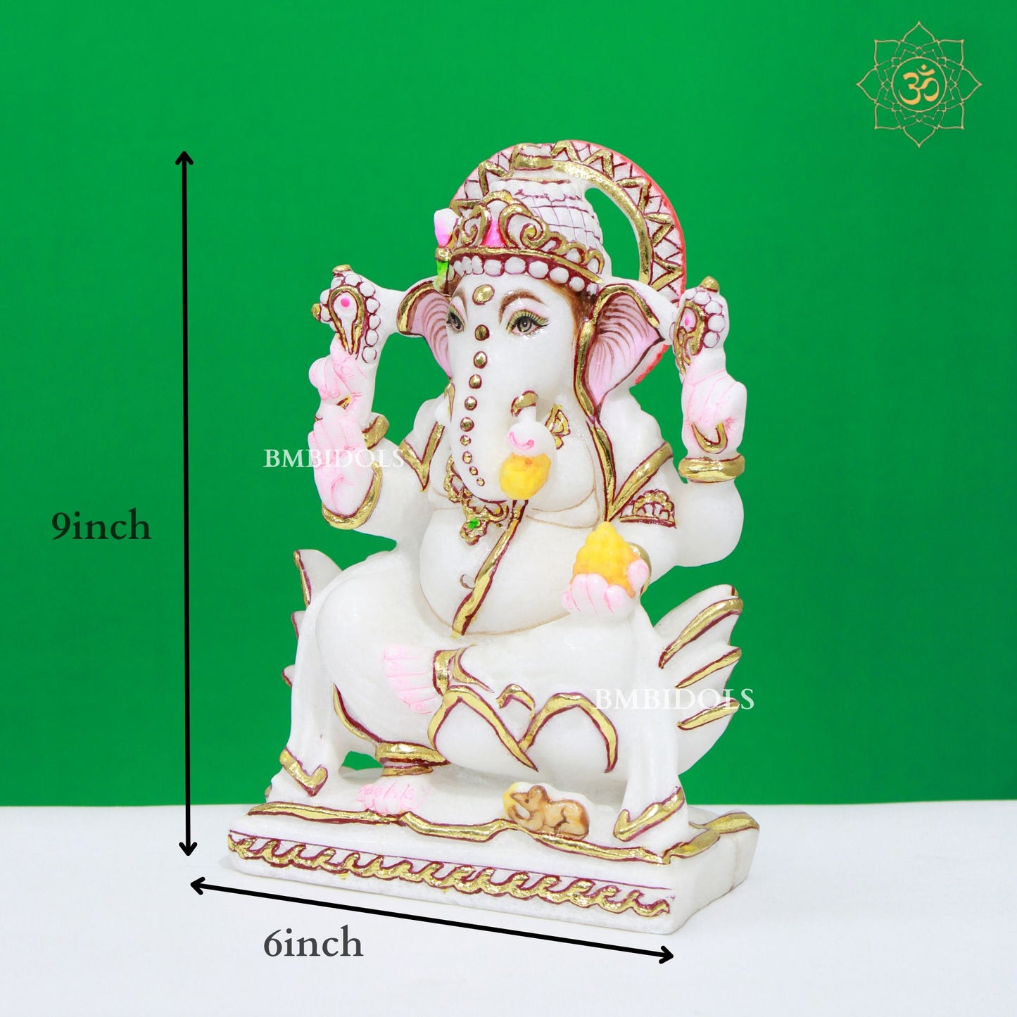 White Marble Ganesh Lakshmi Statue in Makrana Marble in 9inches