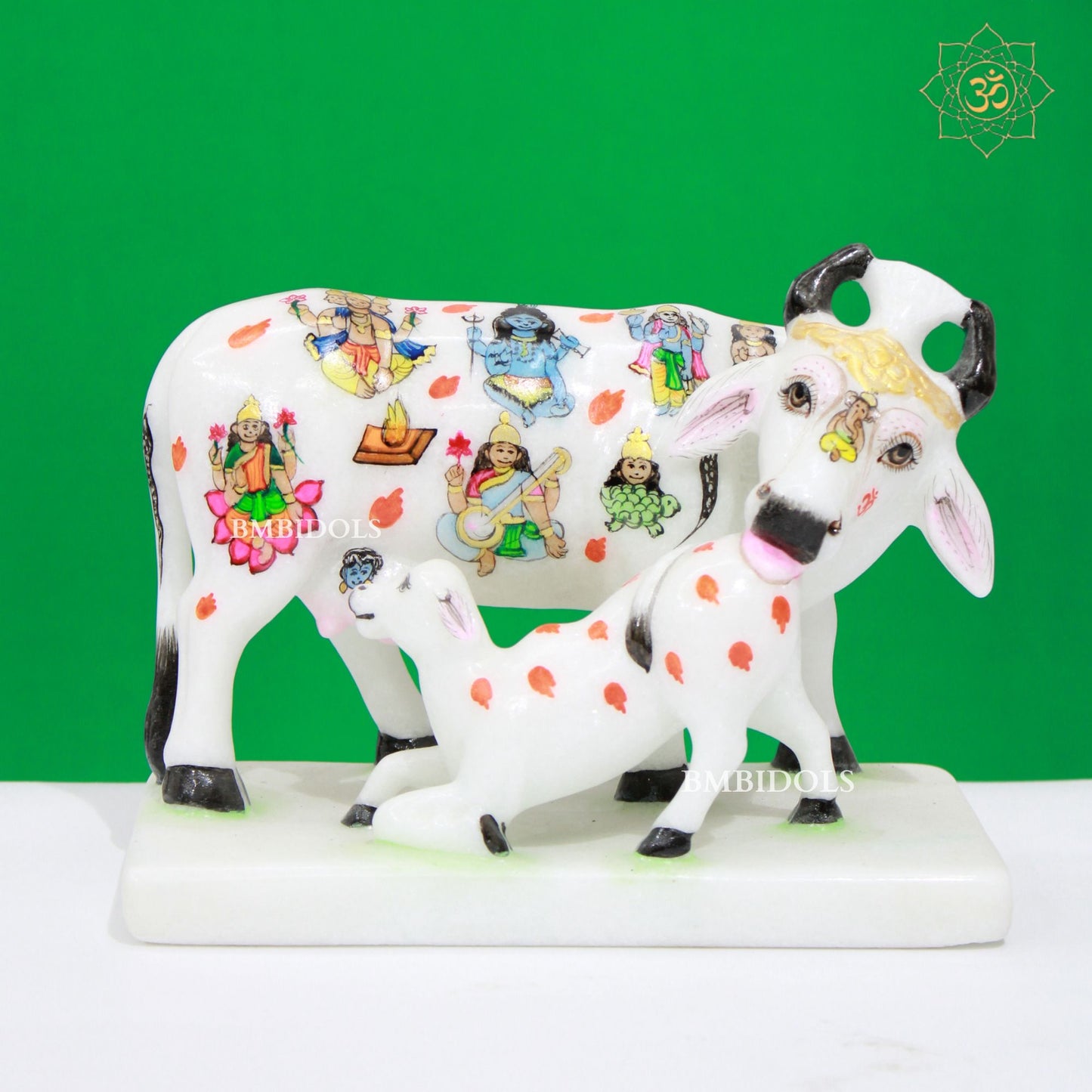 Marble Kamdhenu Cow made in Makrana Marble in 9inches
