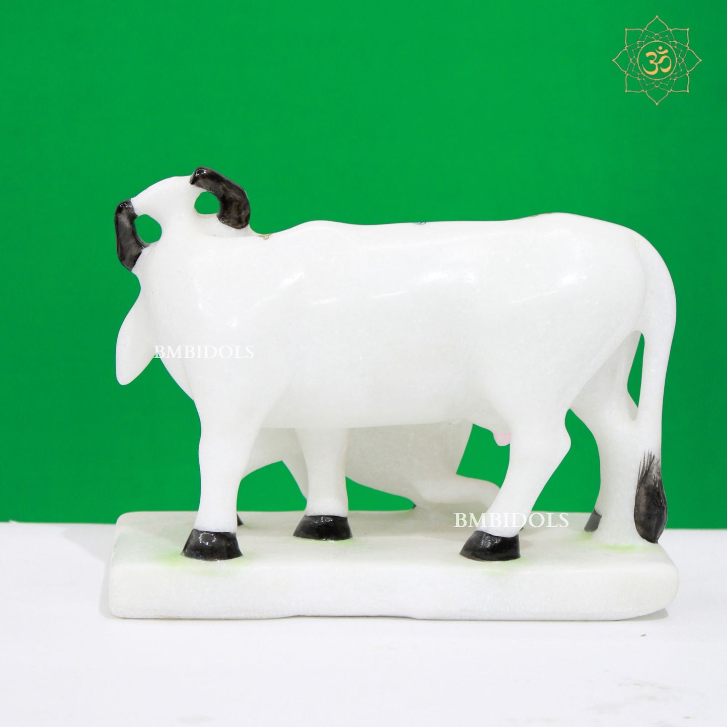 Marble Kamdhenu Cow made in Makrana Marble in 9inches