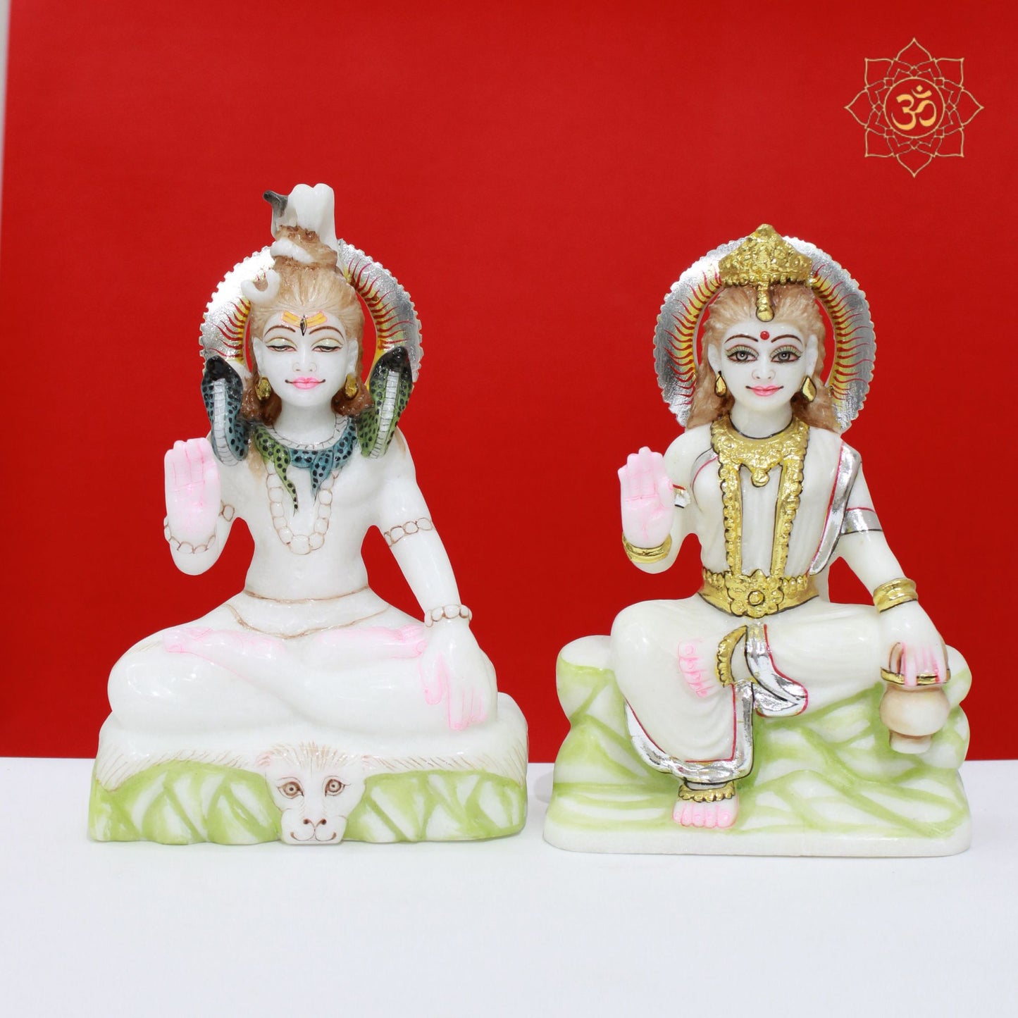 Lord Shiva and Parvati Marble Statue in 9inches for Home Temples