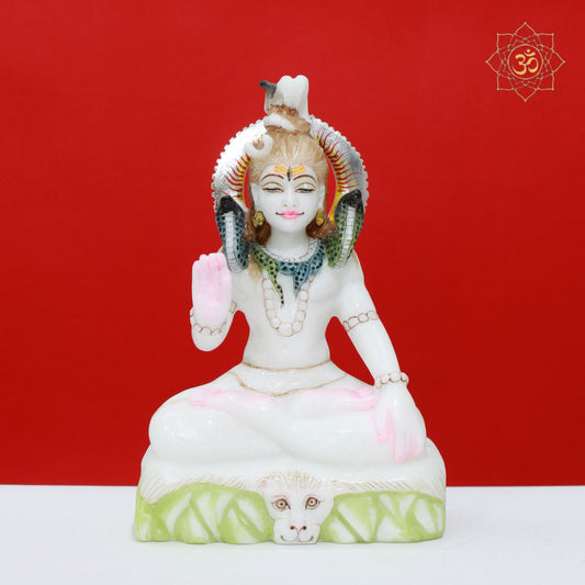 Lord Shiva and Parvati Marble Statue in 9inches for Home Temples