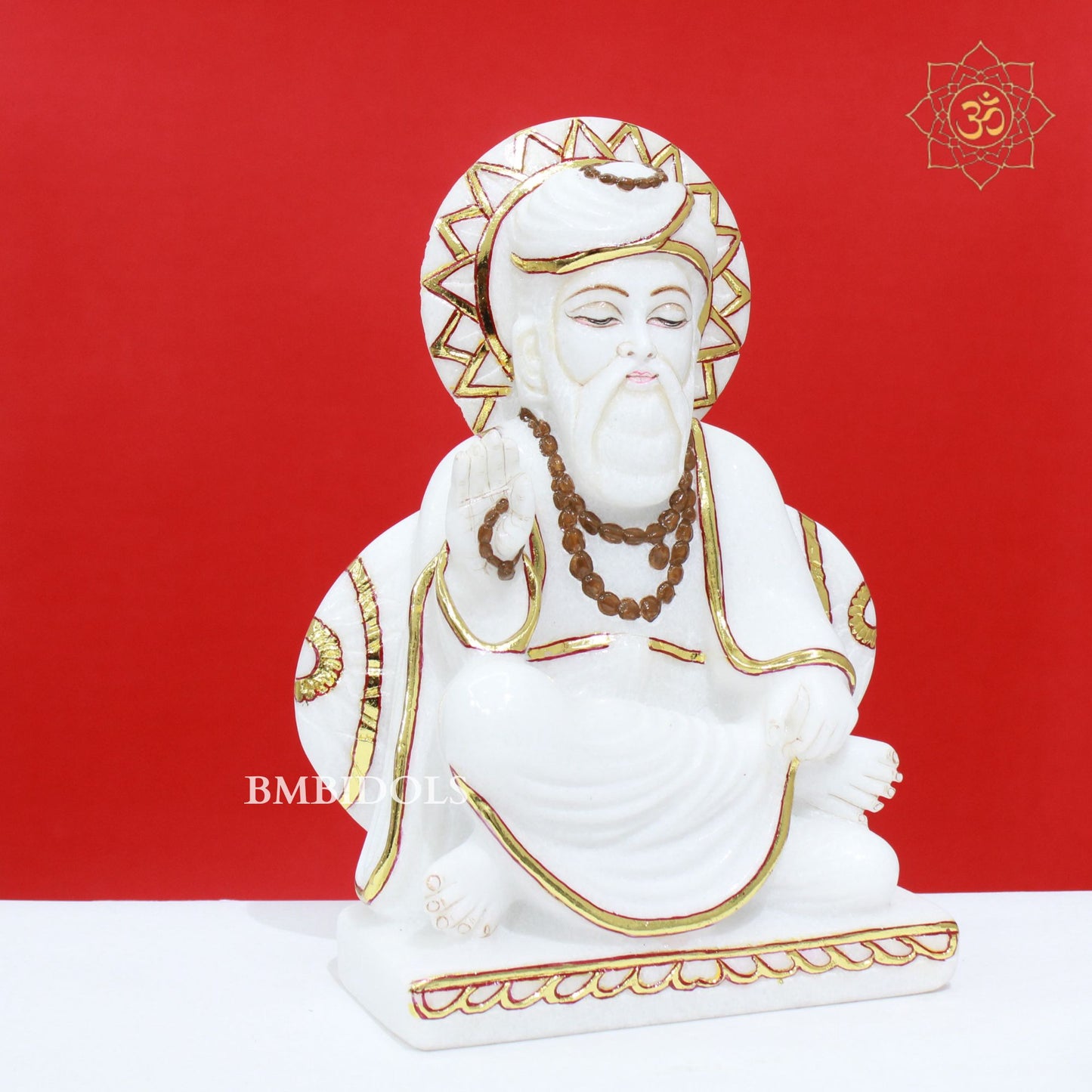 White Marble Guru Nanak Dev Murti made in 12inches