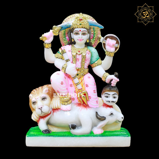 Marble Mahisasuri Durga Murti made in 10inches for Homes and Temples