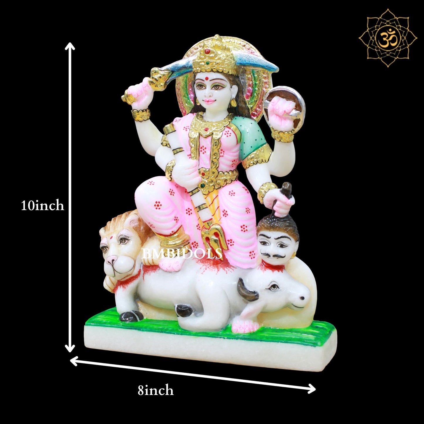 Marble Mahisasuri Durga Murti made in 10inches for Homes and Temples