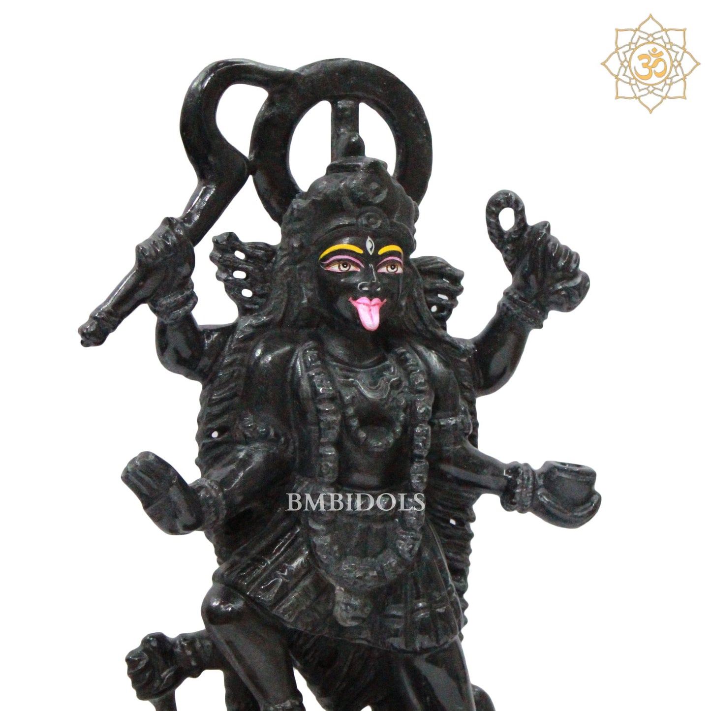 Black Stone Mahakali Statue designed for Homes and Temples in 12inches