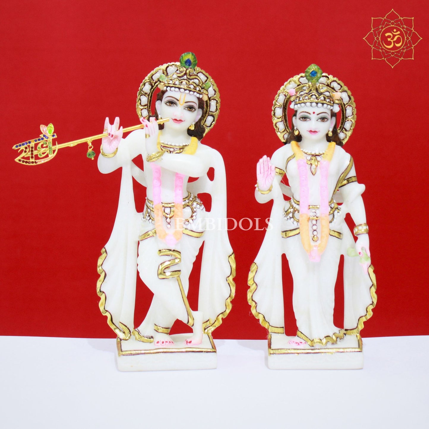 Small Marble Radha Krishna Idol in 9inches for Home Temple