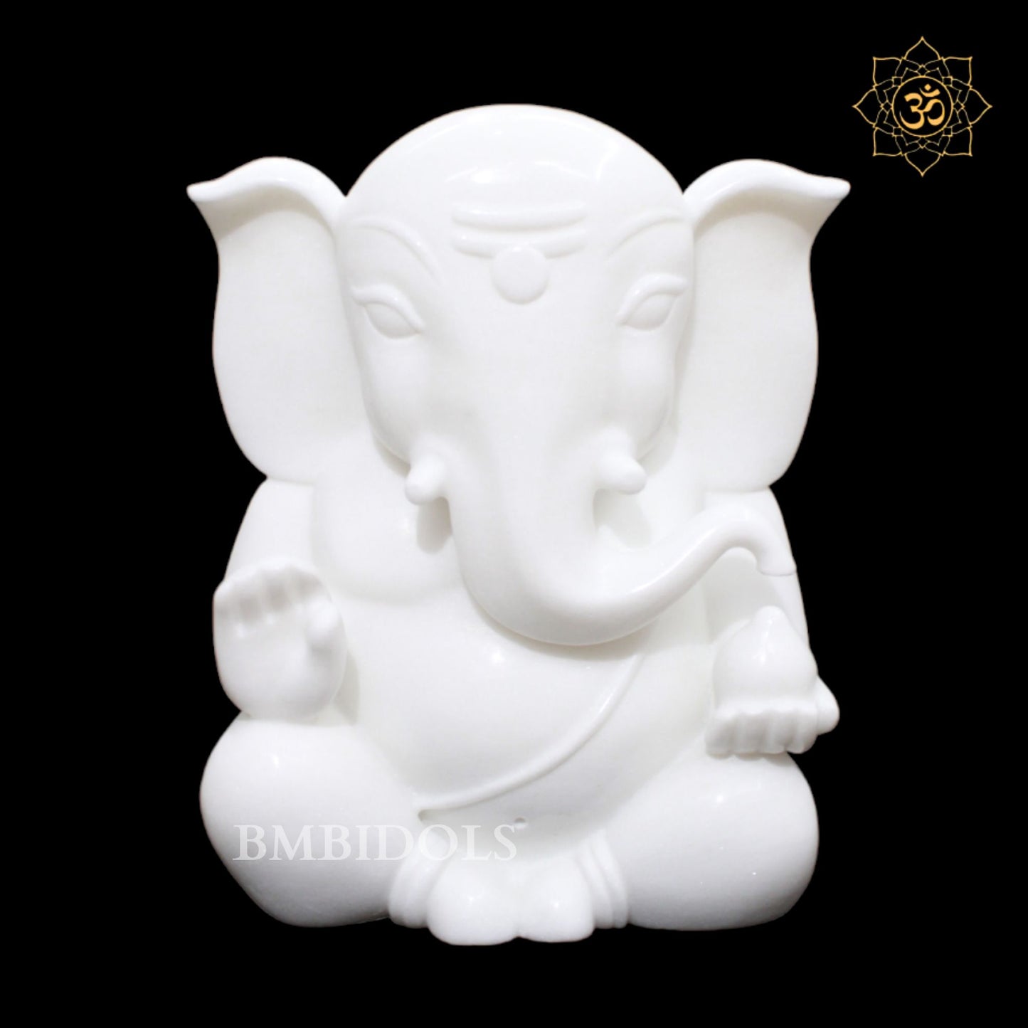 White Modern Abstract Marble Ganesh Murti for Homes and Temples