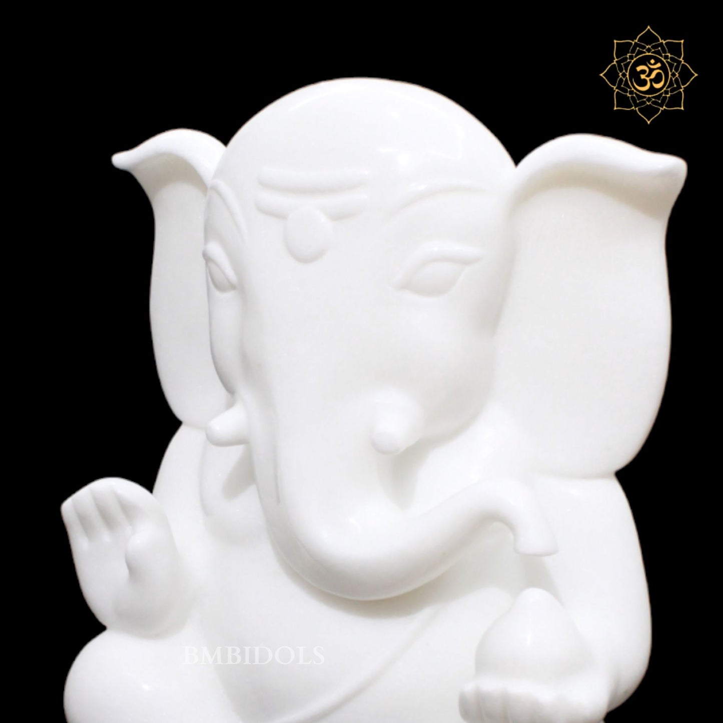 White Modern Abstract Marble Ganesh Murti for Homes and Temples