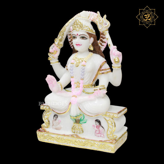White Marble Santoshi Maa Murti in Makrana Marble 15inches