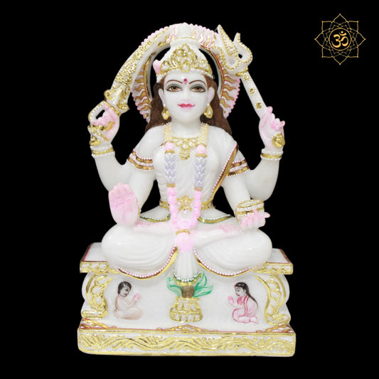 White Marble Santoshi Maa Murti in Makrana Marble 15inches