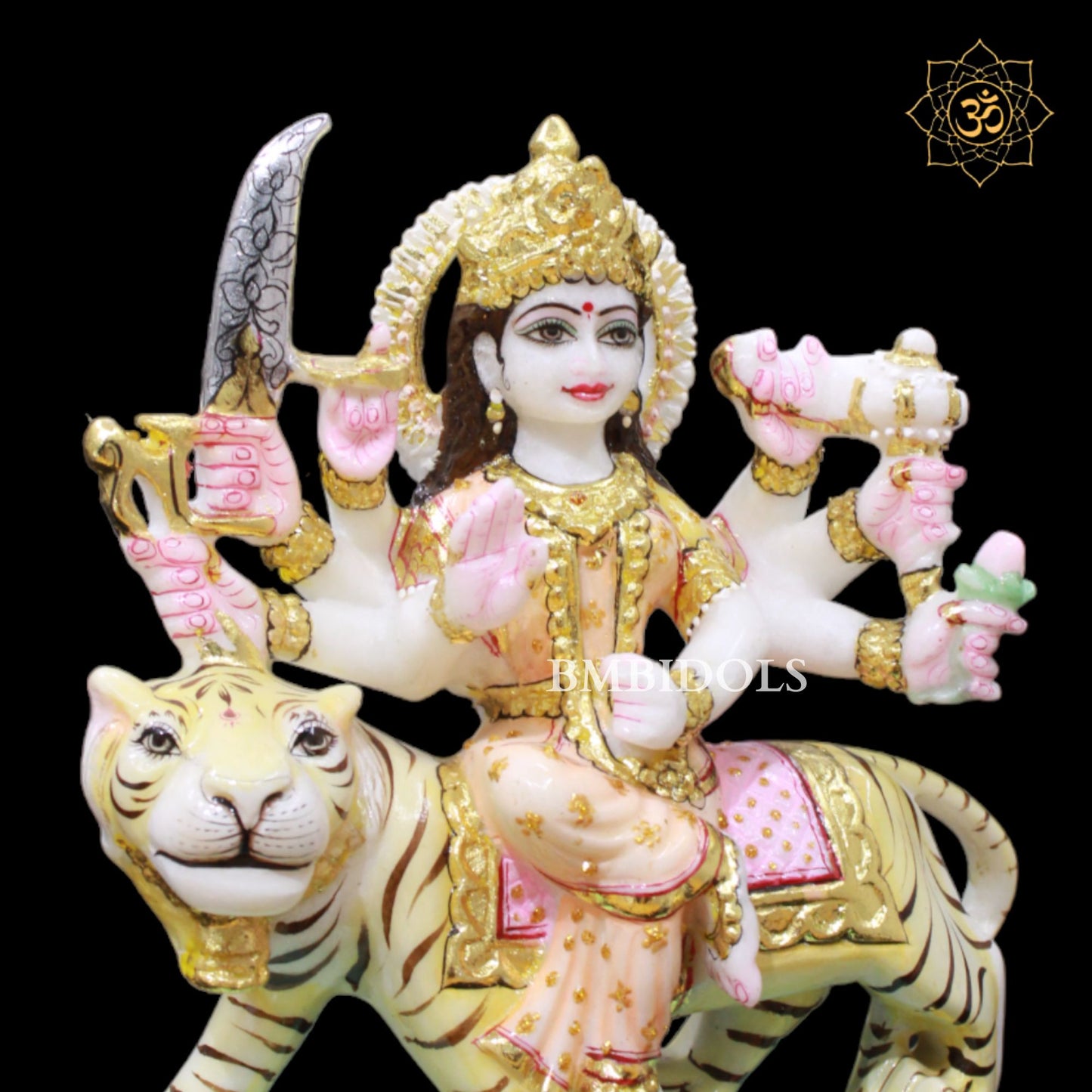 Marble Ambe Maa Murti in Makrana Marble in 9inch