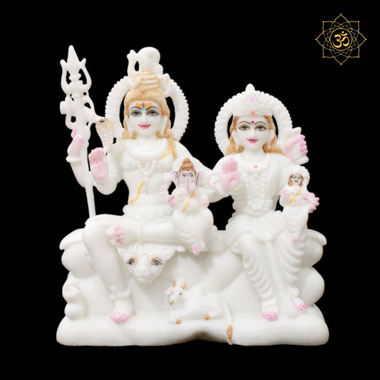 White Marble Shiv Parivar Murti for Homes and Temples in 12inches