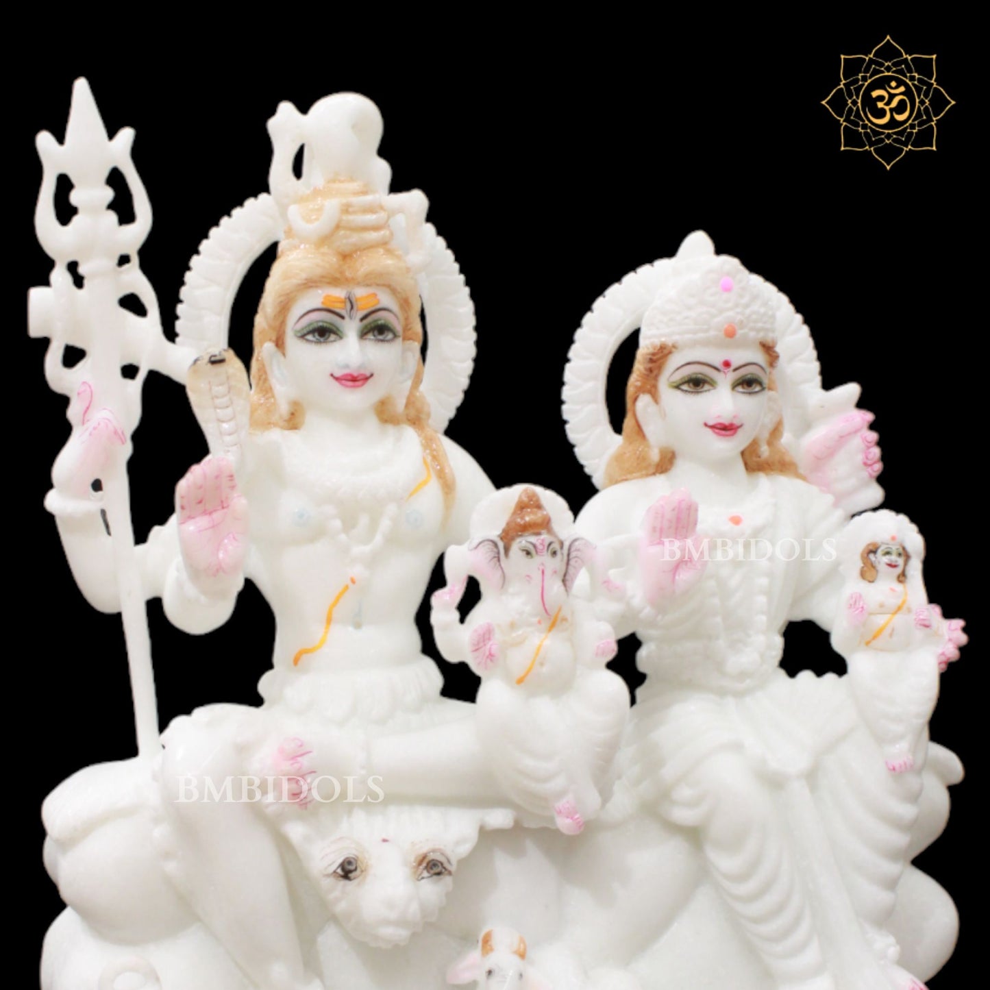 White Marble Shiv Parivar Murti for Homes and Temples in 12inches