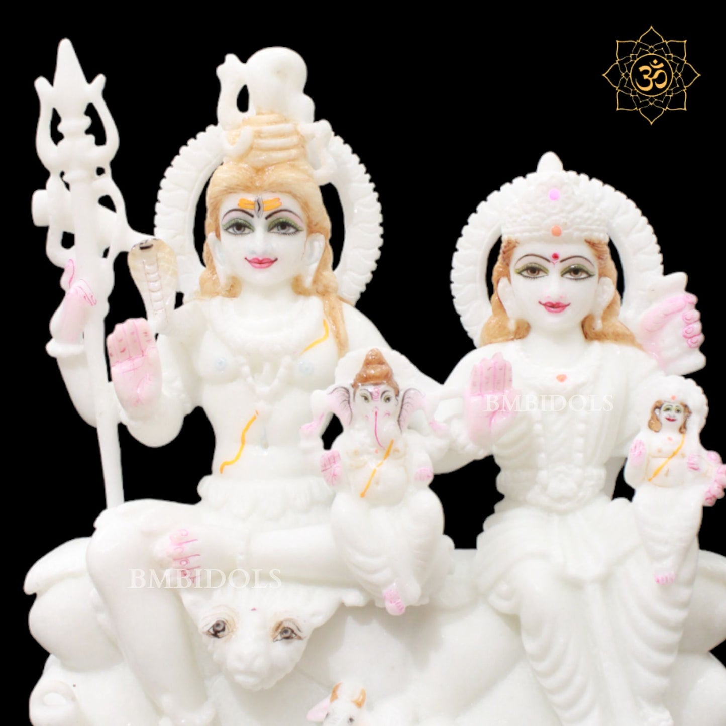 White Marble Shiv Parivar Murti for Homes and Temples in 12inches