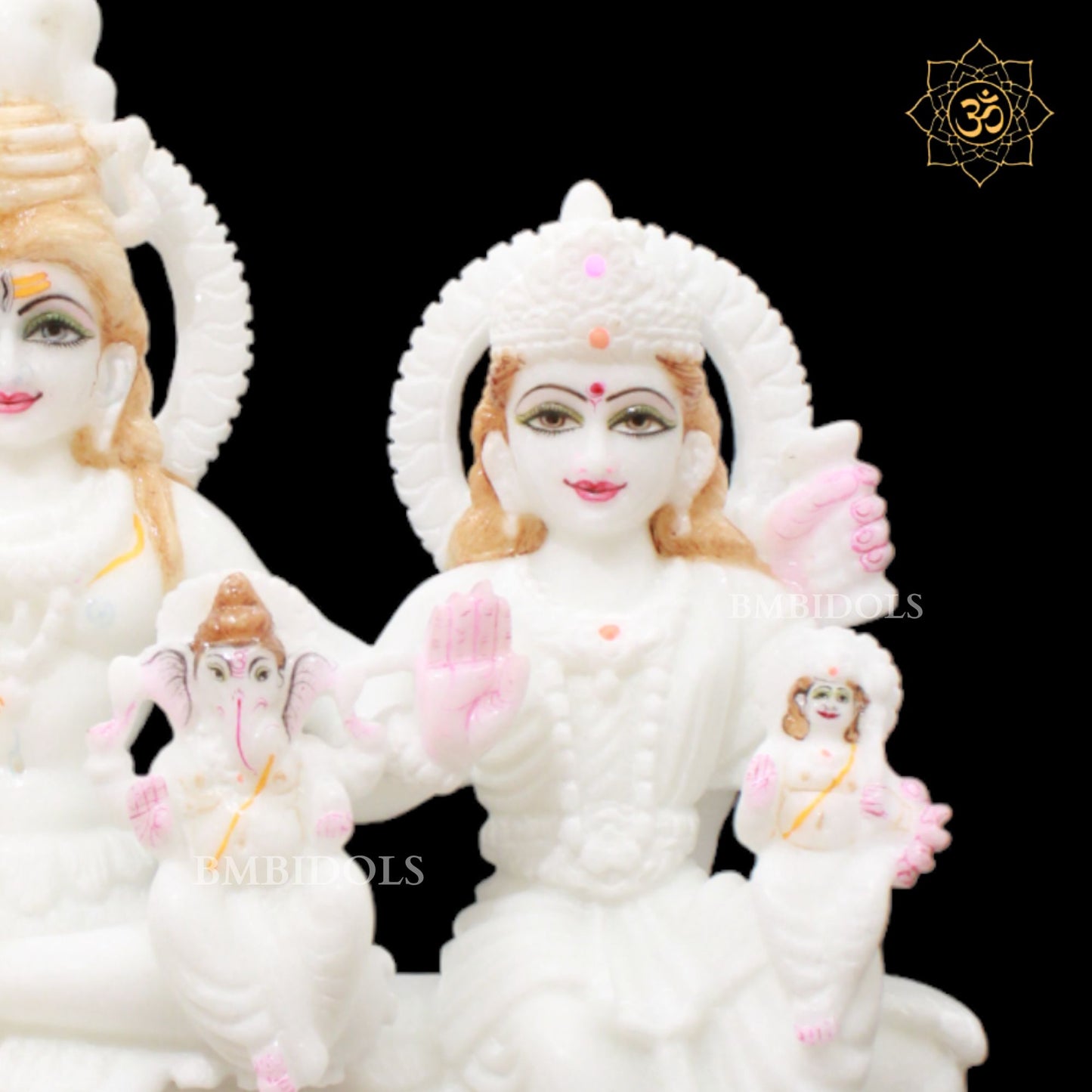 White Marble Shiv Parivar Murti for Homes and Temples in 12inches