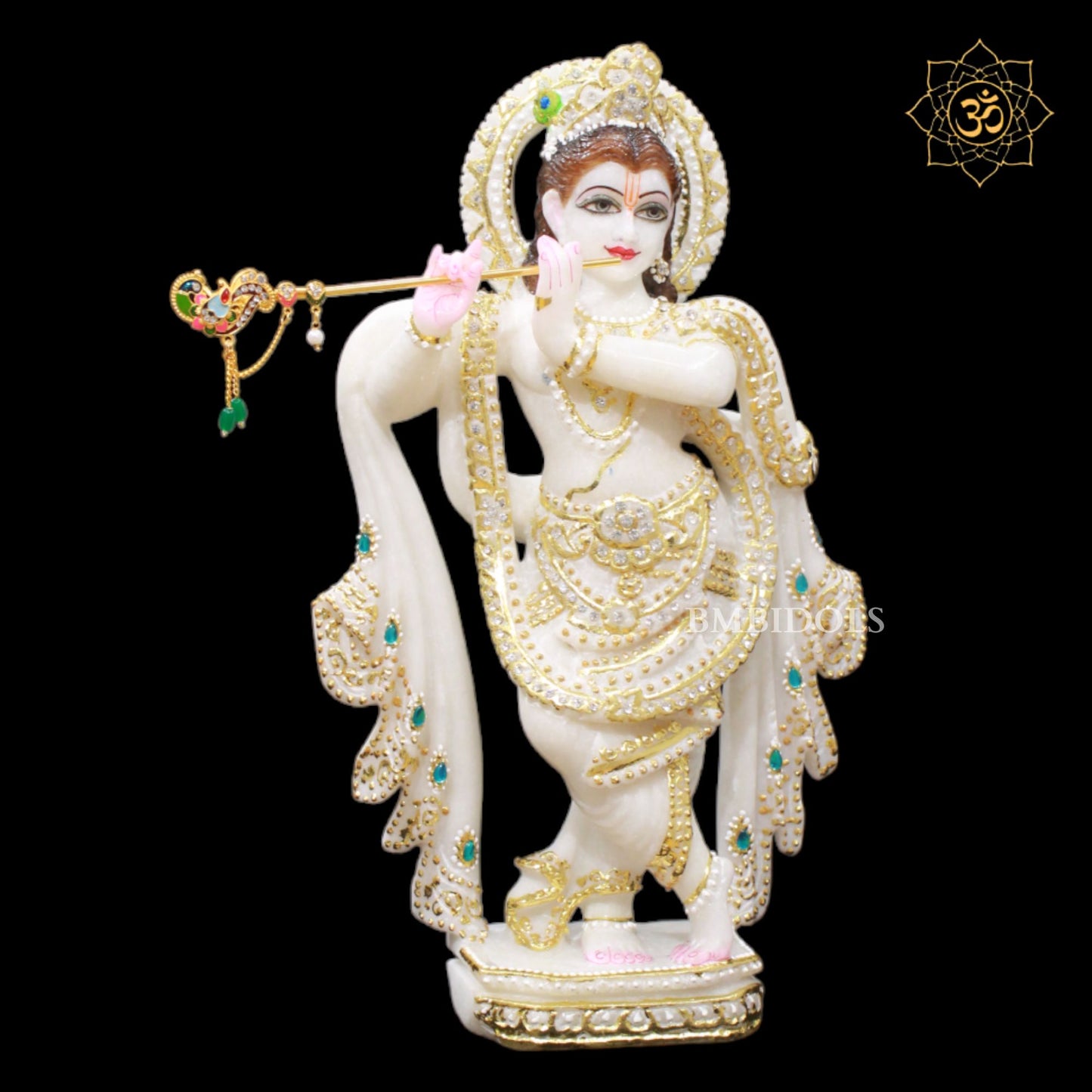 Antique Marble Krishna Statue in 15inches for Home Temples