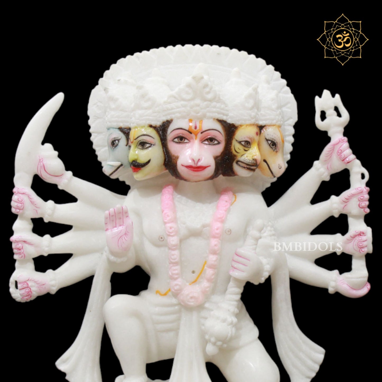 1feet Marble Panchmukhi Hanuman Statue for Homes and Temples
