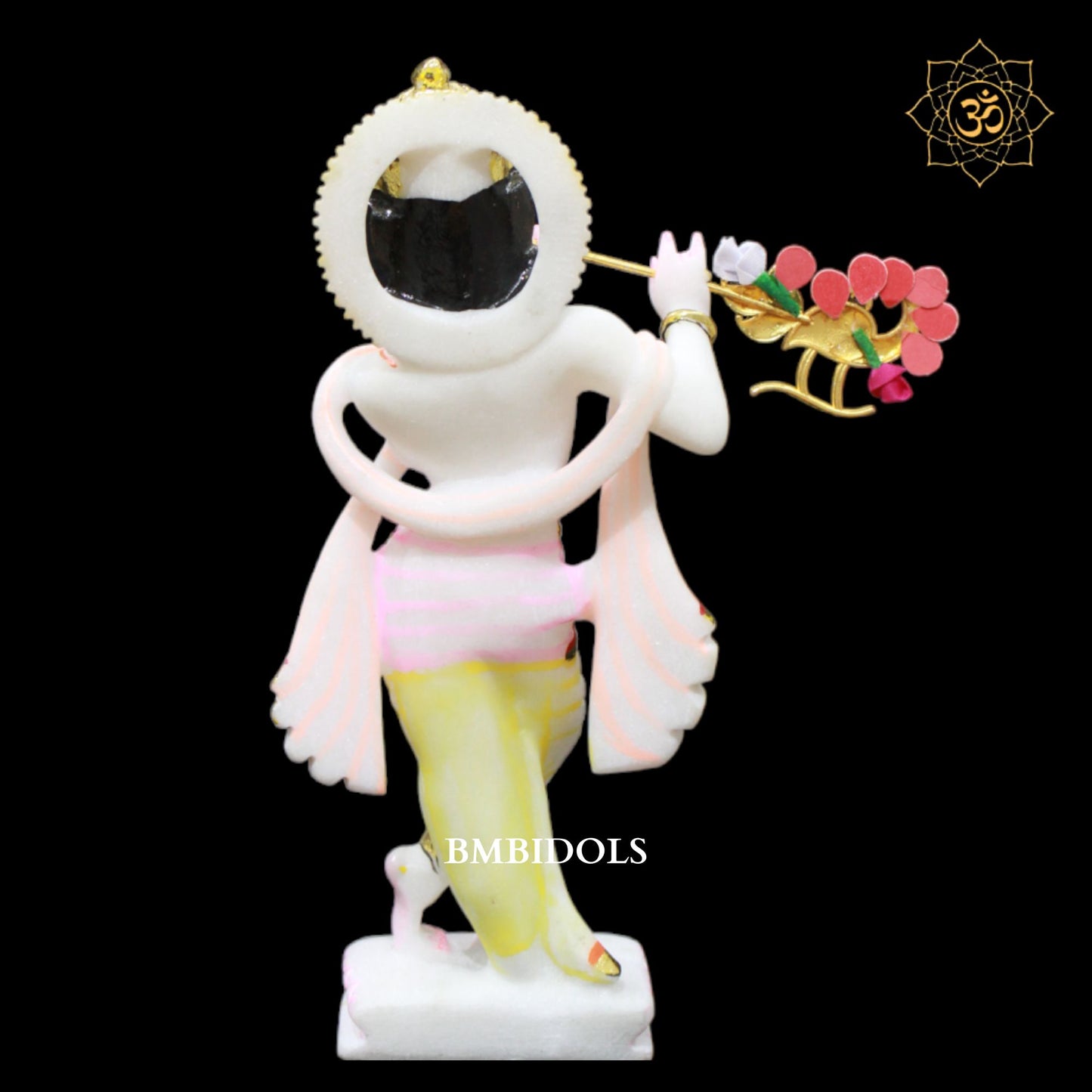 Radha Krishna Marble Murti in 9inch in Full Gold work for Homes and Temples