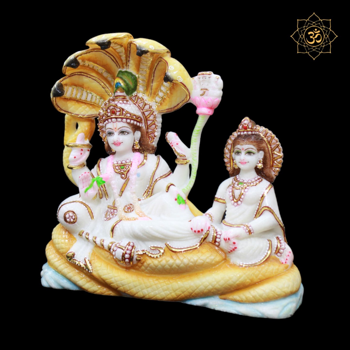 Marble Vishnu Laxmi Murti on Sheshnaag in 12inches for Homes and Temples