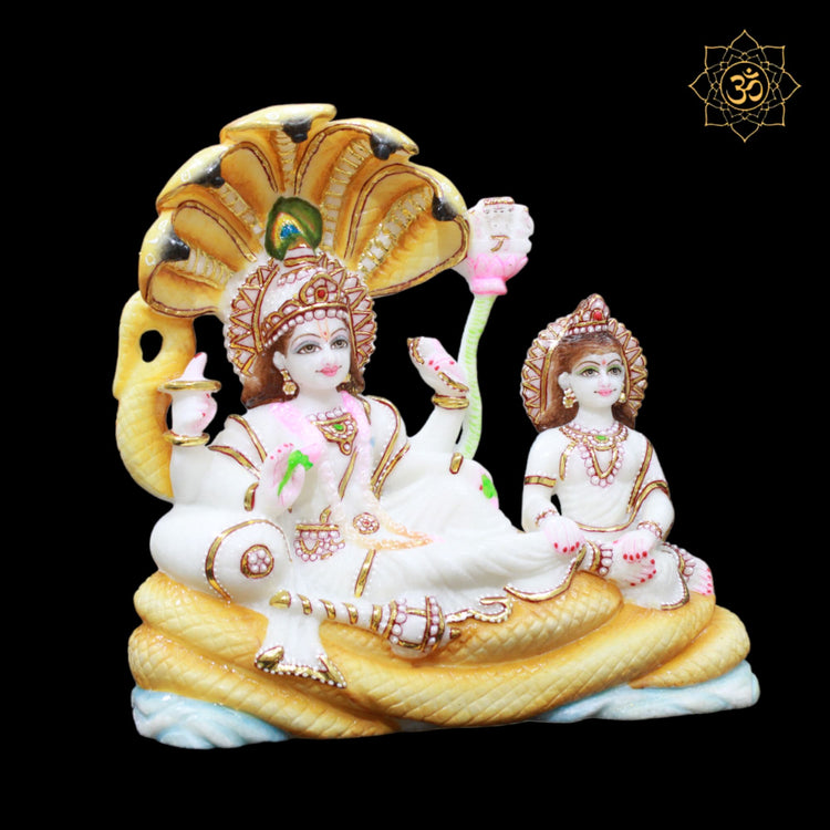 Marble Vishnu Laxmi Murti On Sheshnaag In 12inches For Homes And Templ