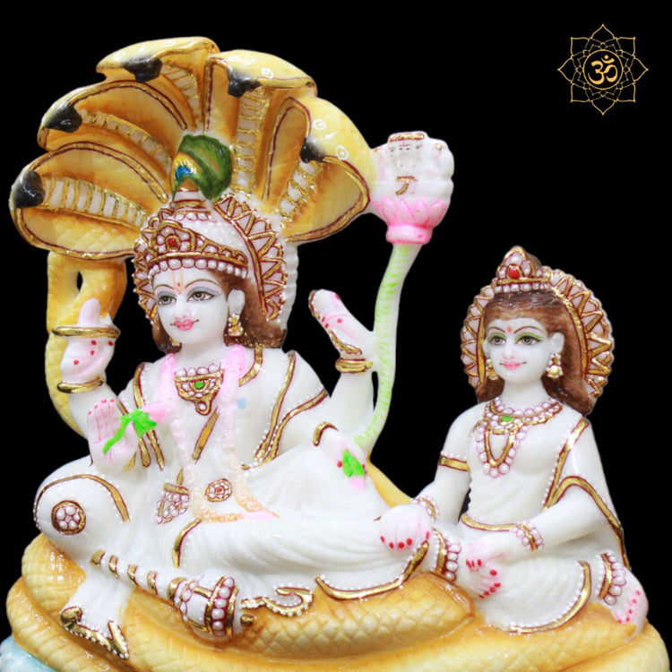 Marble Vishnu Laxmi Murti On Sheshnaag In 12inches For Homes And Templ