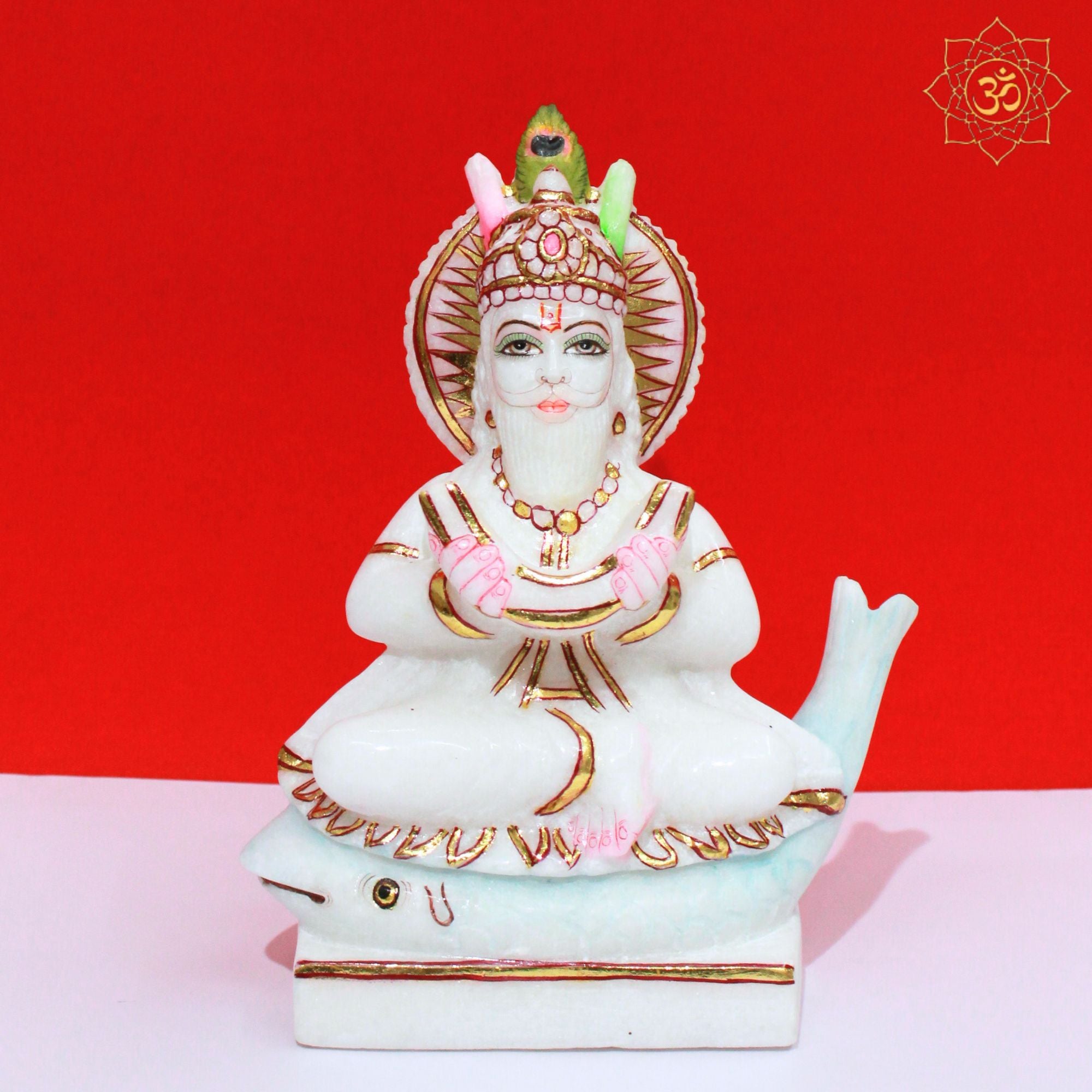 Bhagwan Jhulelal Marble Murti in 9inch for Homes and Temples – BMBIDOLS