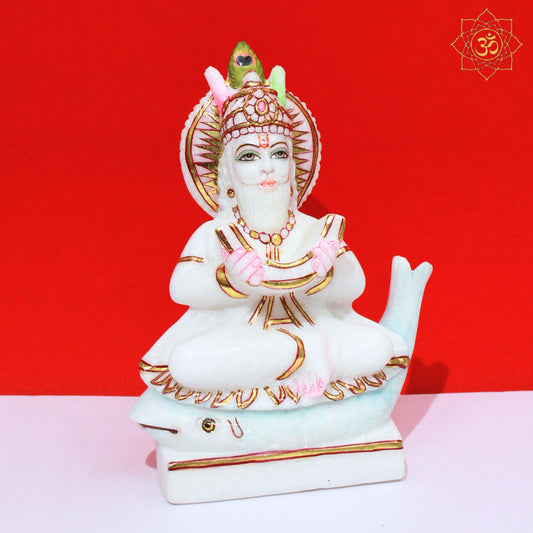 Bhagwan Jhulelal Marble Murti in 9inch for Homes and Temples